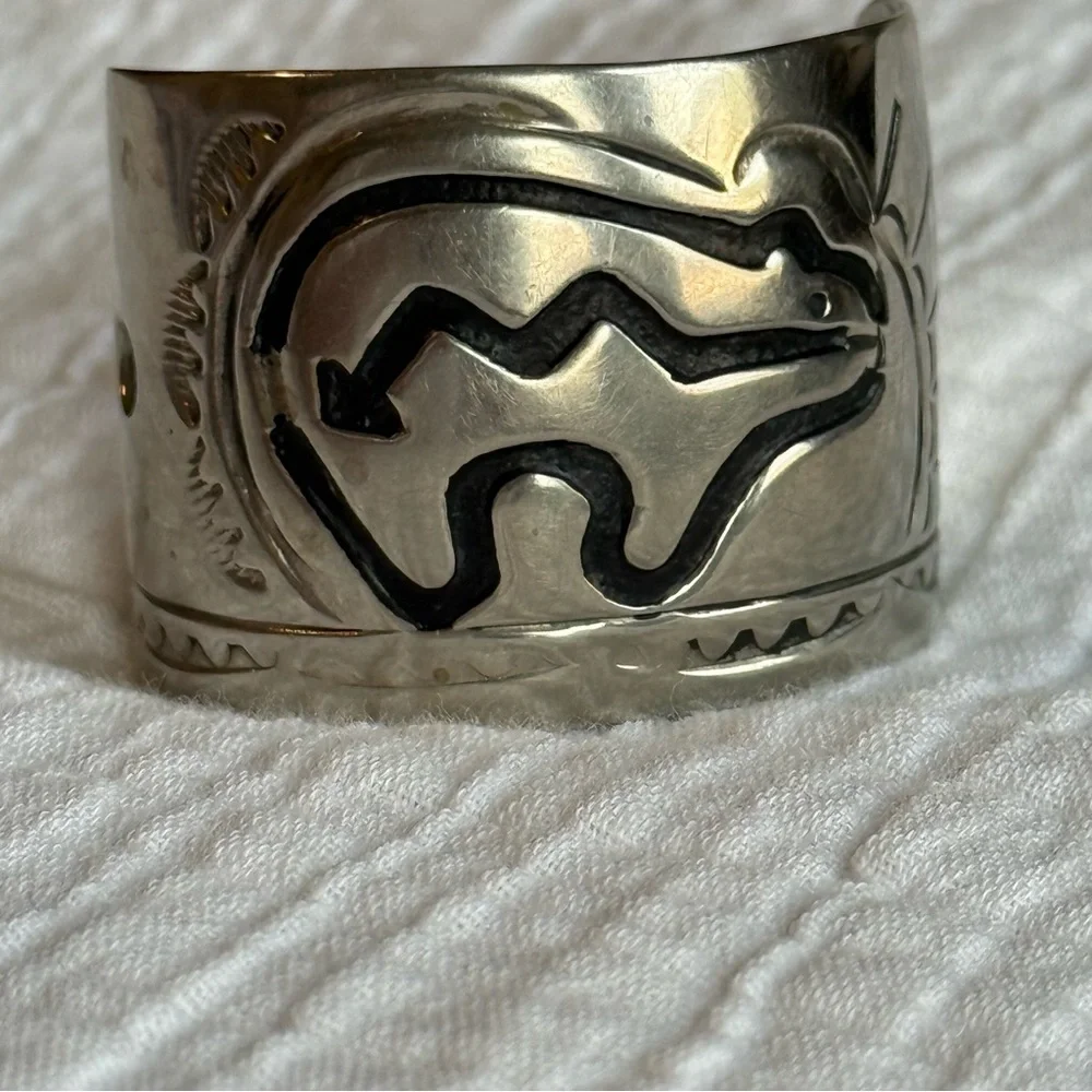 RARE Leander Nezzie Native American silver hair cuff barrette Vintage Navajo